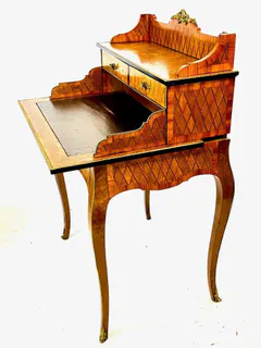 Französischer Damensekretär im Louis-XV-Stil, Nussbaum und Rosenholz, um 1880, Ansicht 4