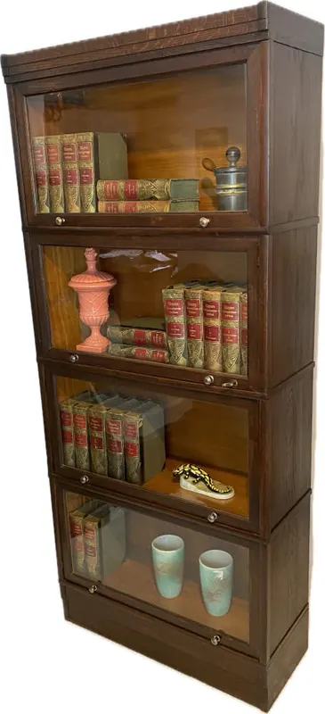 Globe-Wernicke-Bücherschrank, vier Elemente, Eiche und Kirsche, um 1920
