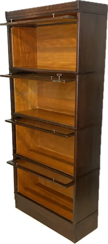 Globe-Wernicke-Bücherschrank, vier Elemente, Eiche und Kirsche, um 1920, Ansicht 10