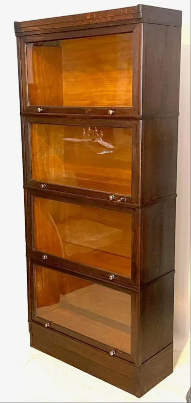 Globe-Wernicke-Bücherschrank, vier Elemente, Eiche und Kirsche, um 1920, Ansicht 3