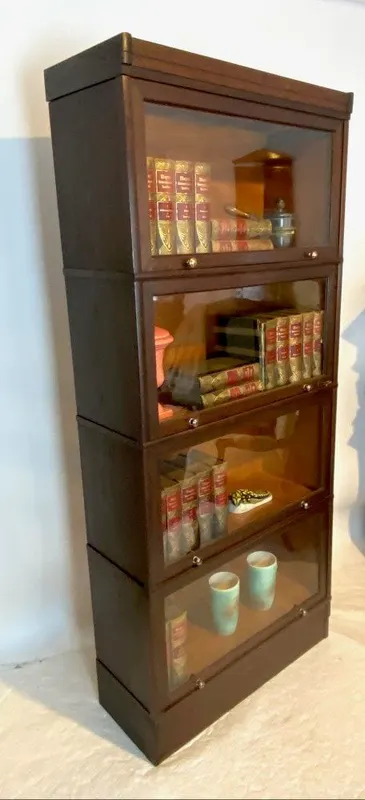 Globe-Wernicke-Bücherschrank, vier Elemente, Eiche und Kirsche, um 1920, Ansicht 7