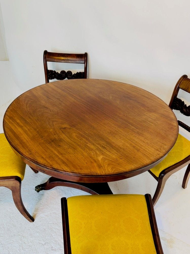 Biedermeier-Sitzgruppe, Tisch mit vier Stühlen, Mahagoni, Norddeutschland, um 1820, Ansicht 3