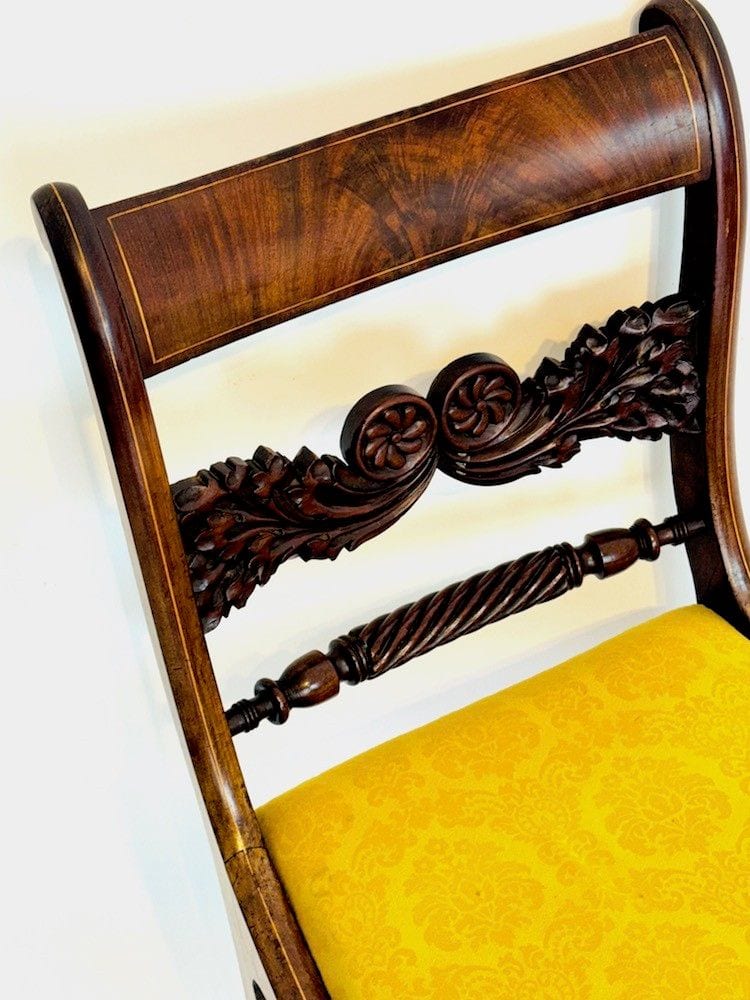 Biedermeier-Sitzgruppe, Tisch mit vier Stühlen, Mahagoni, Norddeutschland, um 1820, Ansicht 4