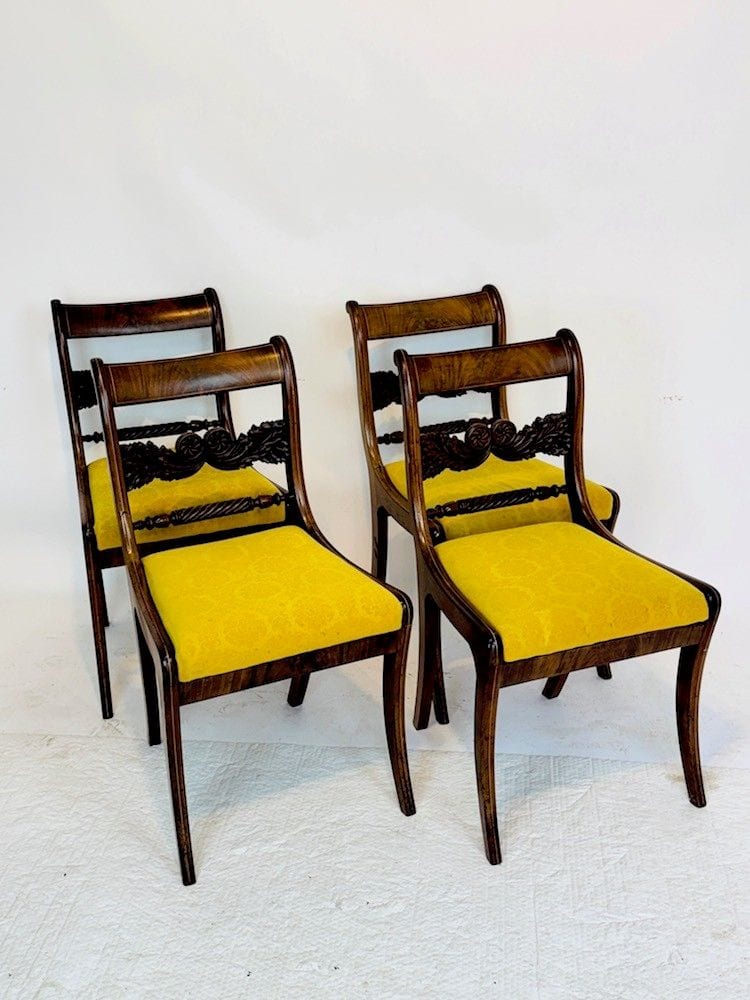 Biedermeier-Sitzgruppe, Tisch mit vier Stühlen, Mahagoni, Norddeutschland, um 1820, Ansicht 6