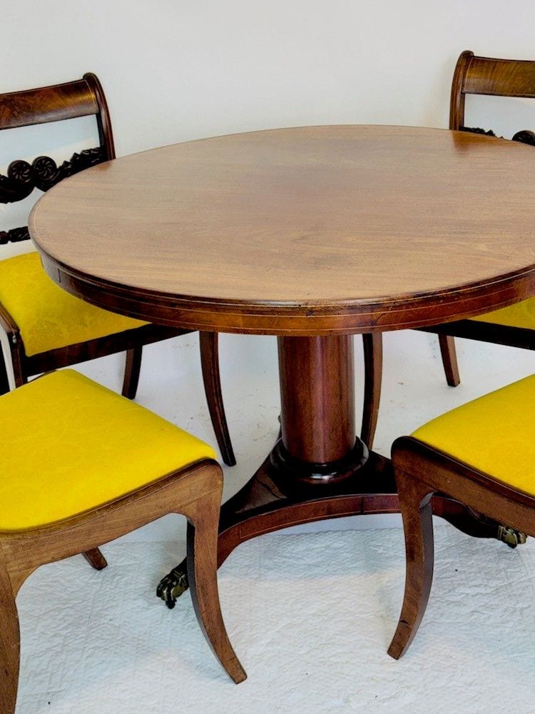 Biedermeier-Sitzgruppe, Tisch mit vier Stühlen, Mahagoni, Norddeutschland, um 1820, Ansicht 7