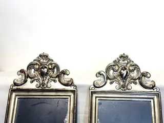 Paar Pfeilerspiegel im Louis-XVI-Stil, Holz geschnitzt und versilbert, Ende 18. Jh., Ansicht 3