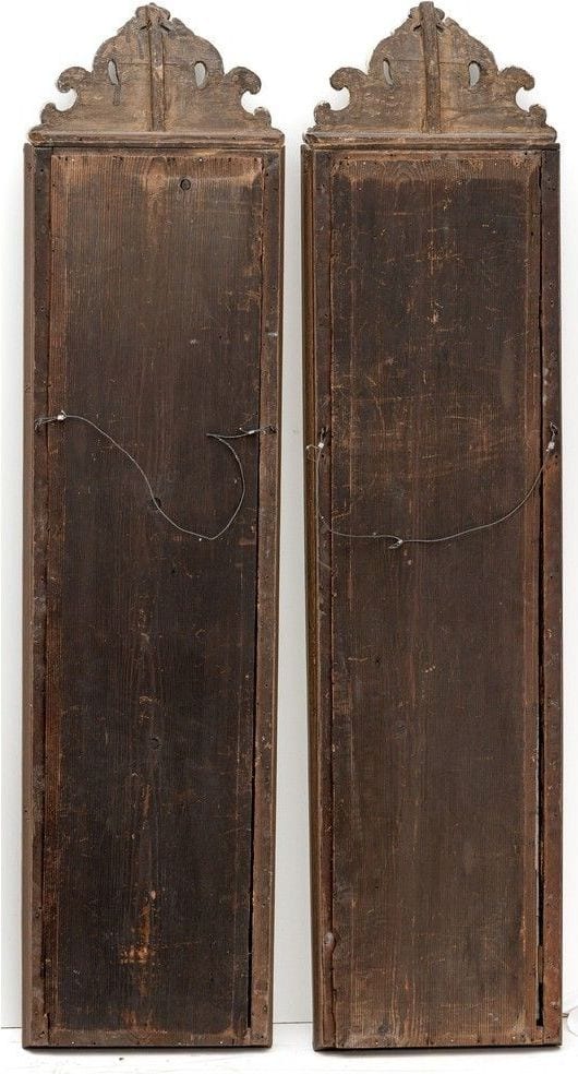 Paar Pfeilerspiegel im Louis-XVI-Stil, Holz geschnitzt und versilbert, Ende 18. Jh., Ansicht 4