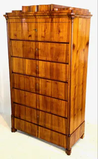 Biedermeier-Pfeilerkommode, Wochenkommode, Kirschbaum, Thüringen, um 1840