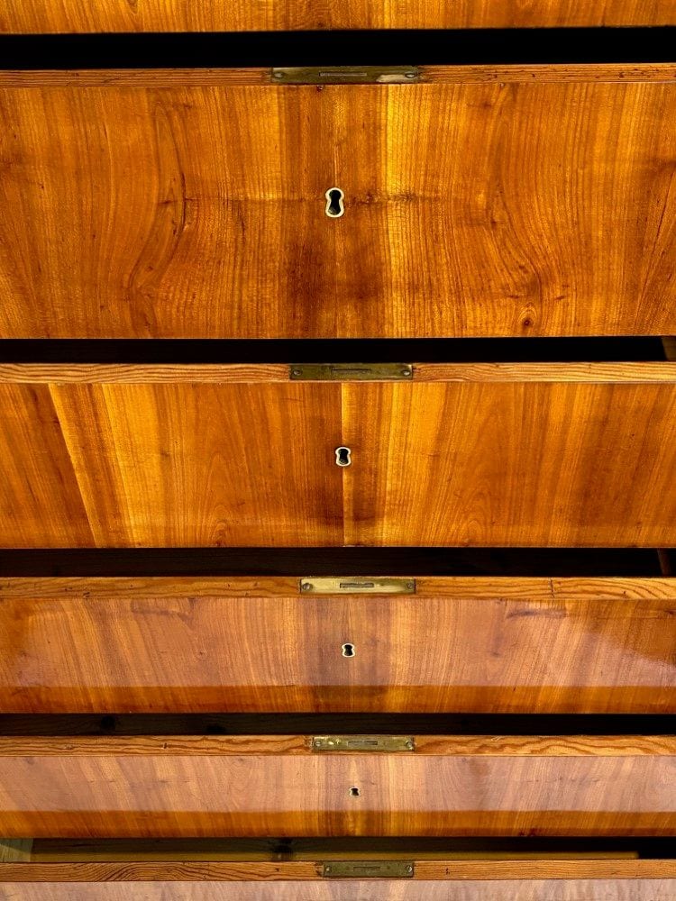 Biedermeier-Pfeilerkommode, Wochenkommode, Kirschbaum, Thüringen, um 1840, Ansicht 6