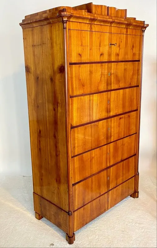 Biedermeier-Pfeilerkommode, Wochenkommode, Kirschbaum, Thüringen, um 1840, Ansicht 7