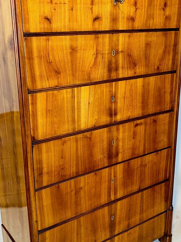 Biedermeier-Pfeilerkommode, Wochenkommode, Kirschbaum, Thüringen, um 1840, Ansicht 8