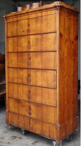 Biedermeier-Pfeilerkommode, Wochenkommode, Kirschbaum, Thüringen, um 1840, Ansicht 9