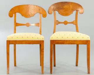 Satz von vier Biedermeier-Schaufelstühlen, Birke, um 1820, Ansicht 2