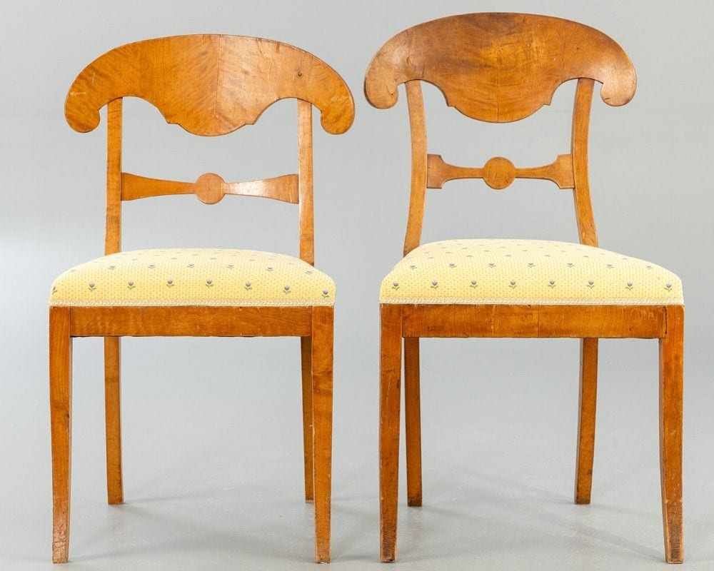 Satz von vier Biedermeier-Schaufelstühlen, Birke, um 1820, Ansicht 2