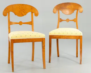 Satz von vier Biedermeier-Schaufelstühlen, Birke, um 1820, Ansicht 5