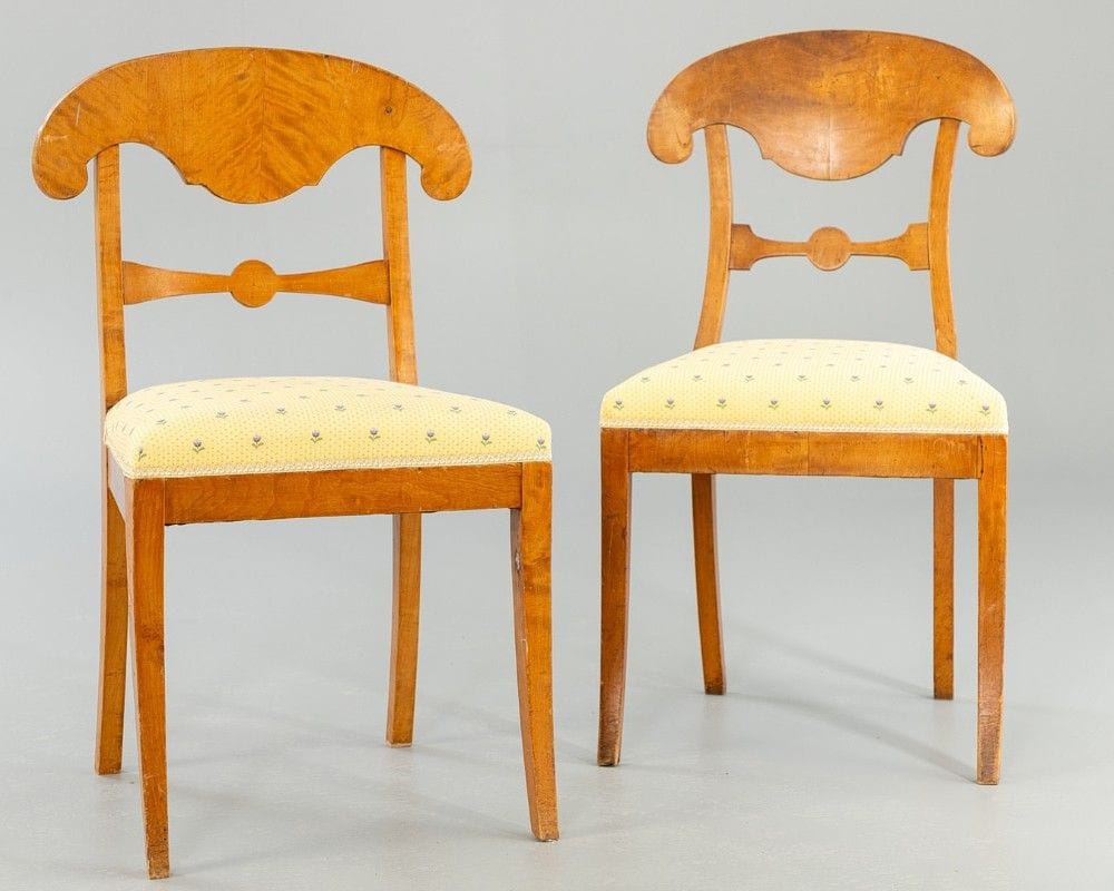 Satz von vier Biedermeier-Schaufelstühlen, Birke, um 1820, Ansicht 5