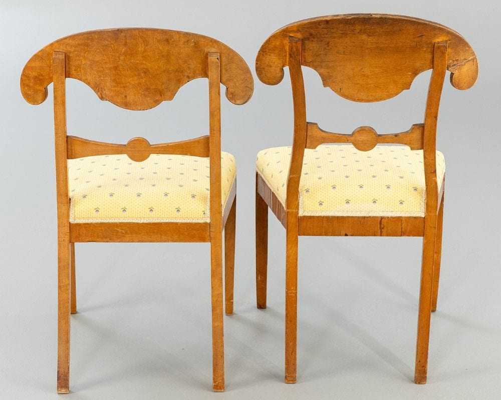 Satz von vier Biedermeier-Schaufelstühlen, Birke, um 1820, Ansicht 6
