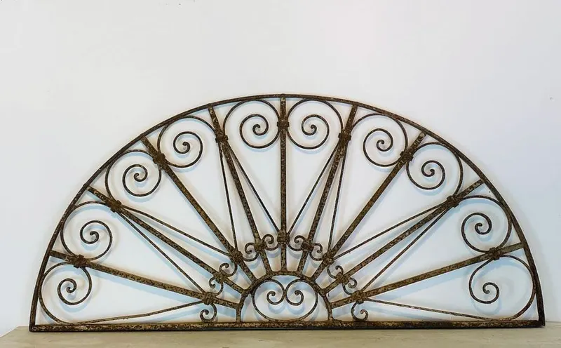 Antikes Ziergitter, Halbkreis, handgeschmiedet, Oberlicht