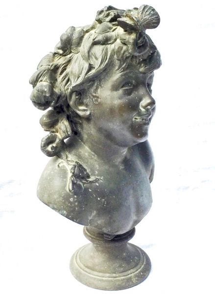 Antike Büste einer Erntegöttin mit Erntekrone, Zinkguss, um 1880, Ansicht 2