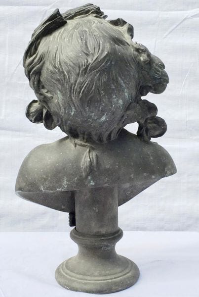 Antike Büste einer Erntegöttin mit Erntekrone, Zinkguss, um 1880, Ansicht 4