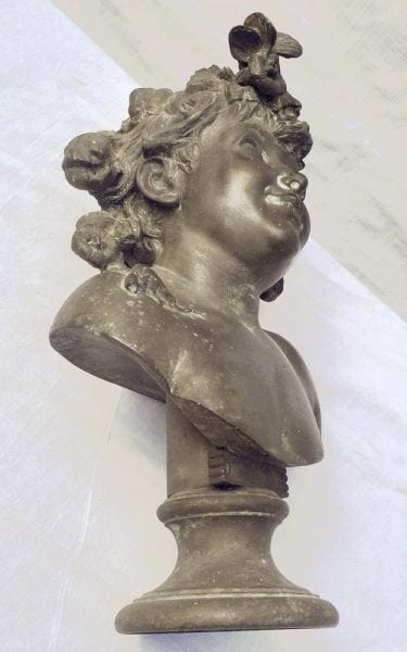 Antike Büste einer Erntegöttin mit Erntekrone, Zinkguss, um 1880, Ansicht 5