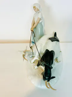 Meißen, große Jugendstil-Figurengruppe „Ziegenhirtin“ von Otto Pilz, um 1910, Ansicht 7