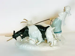 Meißen, große Jugendstil-Figurengruppe „Ziegenhirtin“ von Otto Pilz, um 1910, Ansicht 8