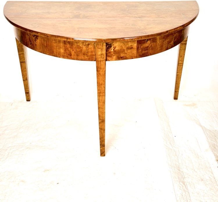 Großer Biedermeier-Demi-Lune-Konsoltisch, Birke, Berlin um 1820