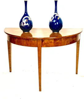 Großer Biedermeier-Demi-Lune-Konsoltisch, Birke, Berlin um 1820, Ansicht 2