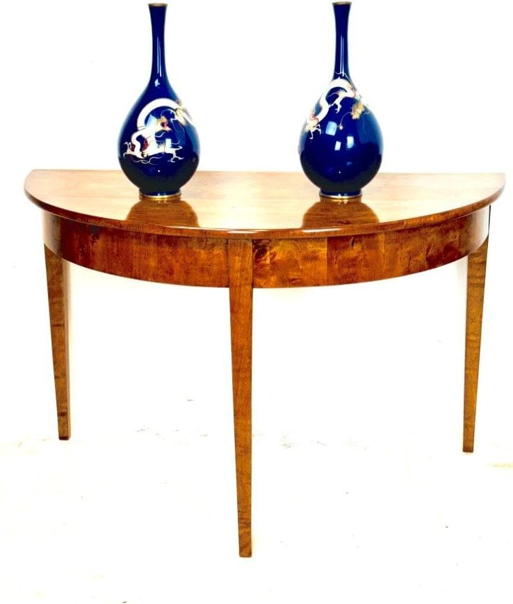 Großer Biedermeier-Demi-Lune-Konsoltisch, Birke, Berlin um 1820, Ansicht 2