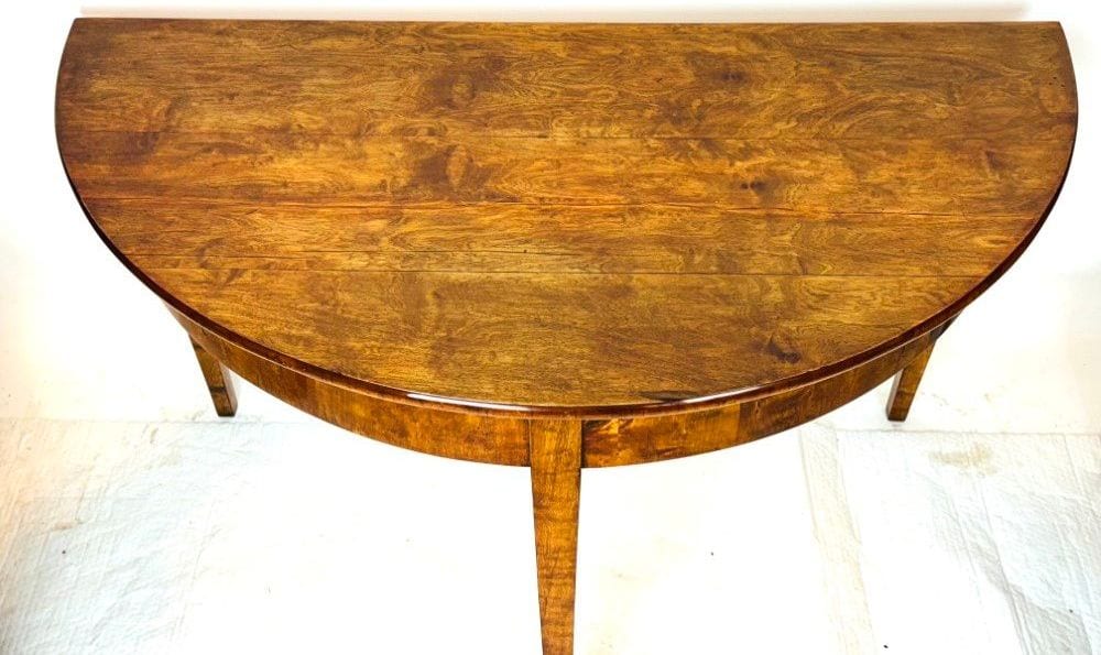 Großer Biedermeier-Demi-Lune-Konsoltisch, Birke, Berlin um 1820, Ansicht 4