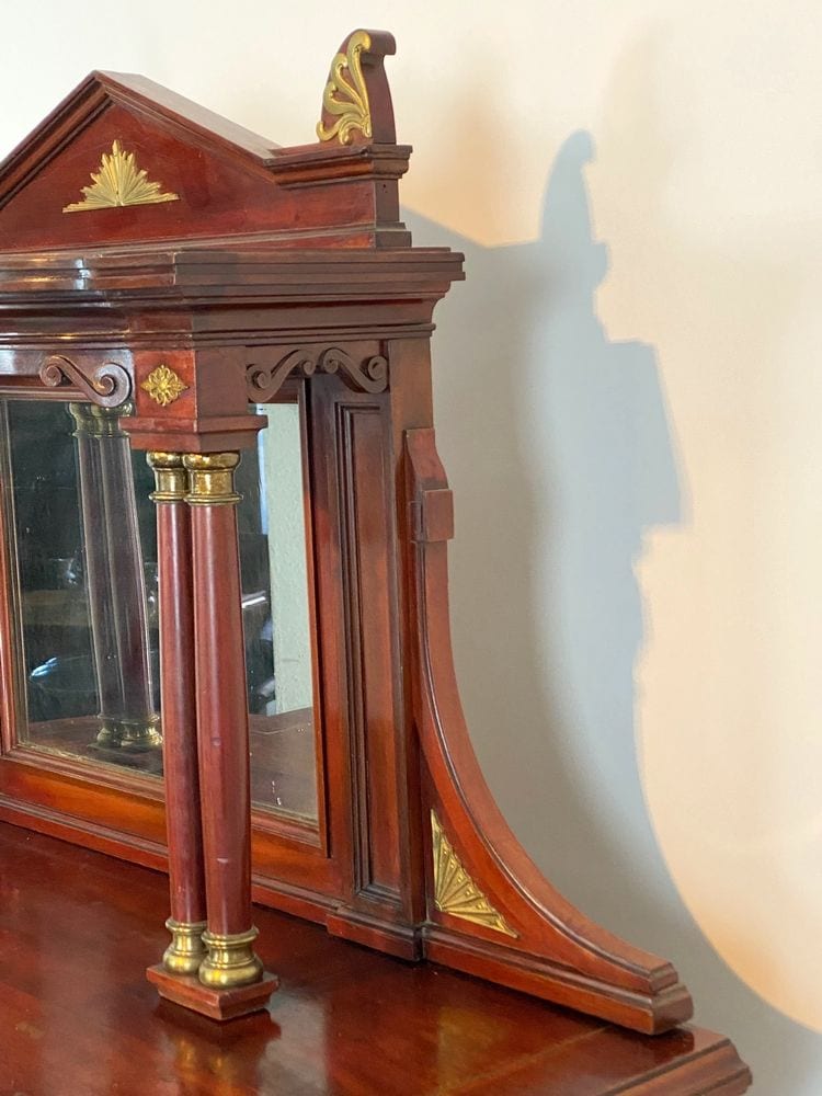 Stollenschrank mit bleiverglaster Vitrine, Mahagoni, Groschkus Berlin, um 1900, Ansicht 9