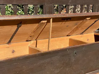 Biedermeier-Truhenbank, Kiefer, mit originaler Farbfassung, 19. Jh., Ansicht 5
