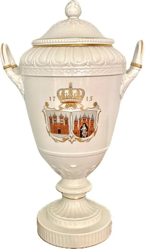 KPM Berlin, große Deckelvase „Weimarer Form“, Jubiläumsausführung für die Stadt Brandenburg, 1930