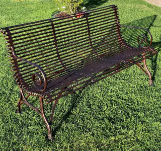 Französische Gartenbank SABOT, Dreisitzer, handgeschmiedet, Ansicht 1
