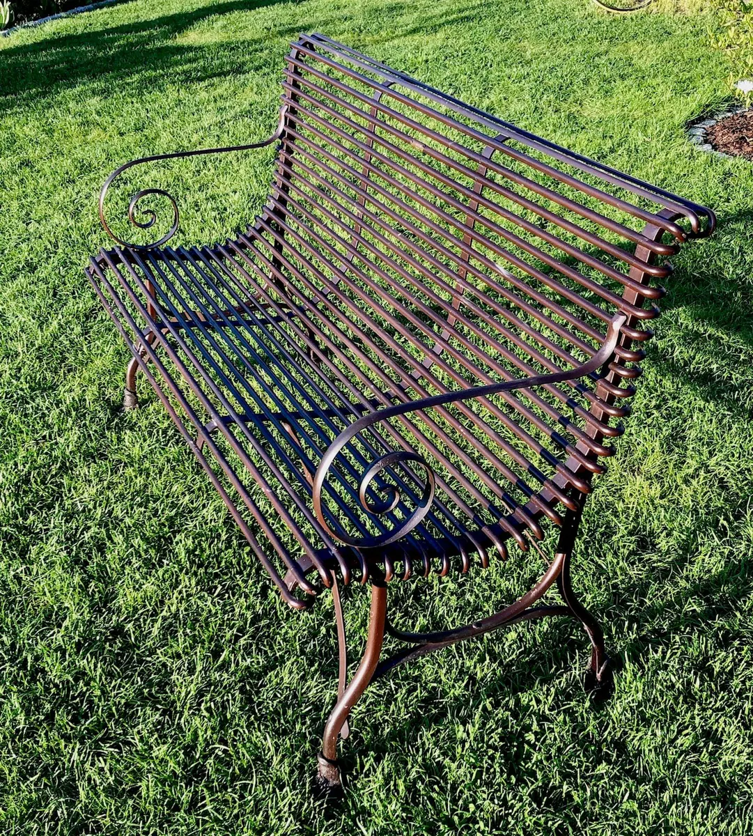 Französische Gartenbank SABOT, Dreisitzer, handgeschmiedet, Ansicht 4