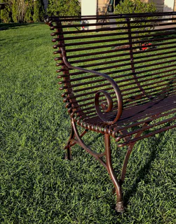Französische Gartenbank SABOT, Dreisitzer, handgeschmiedet, Ansicht 6