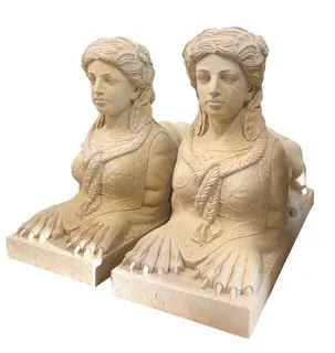 Paar dekorative Sandstein Sphinxen, Gartenfiguren, Klassik, Ansicht 2