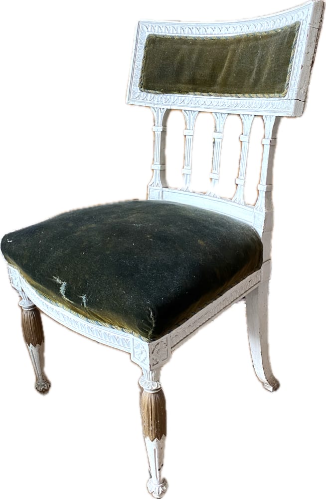 Gustavianischer Stuhl, Stockholm um 1790, alte Farbfassung
