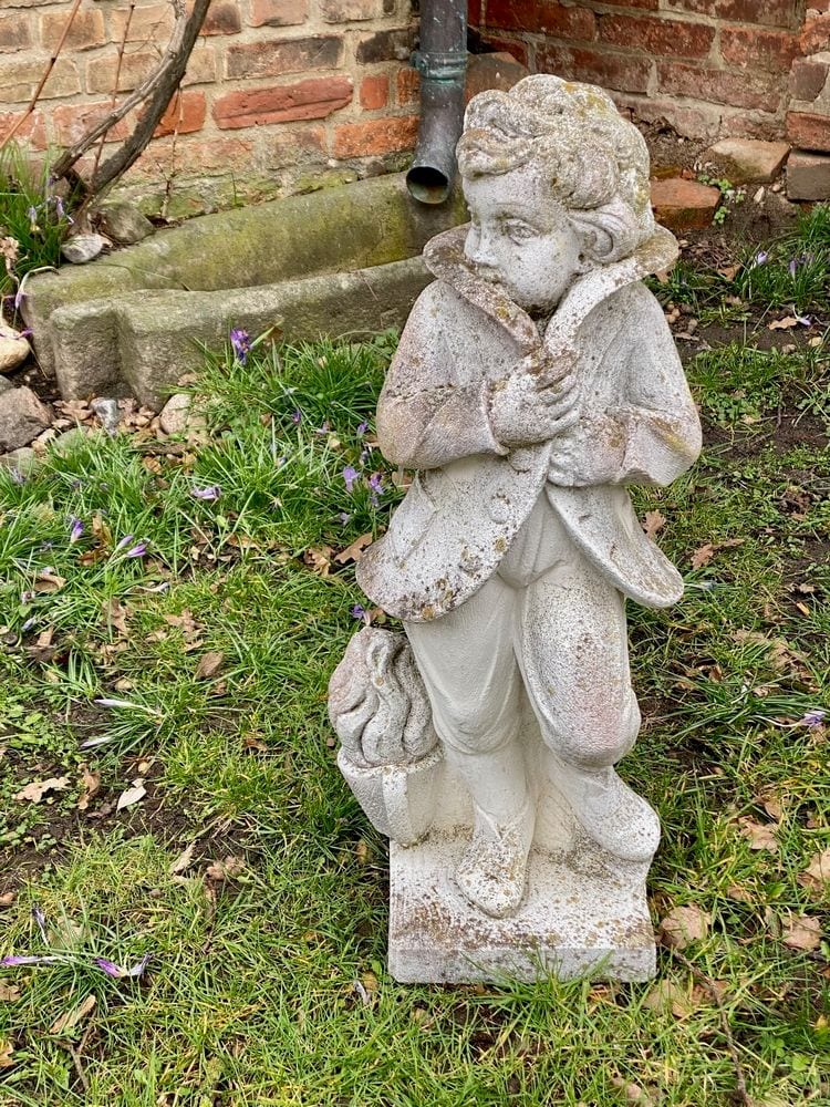 Drei Gartenfiguren, Putti als Jahreszeiten, Steinguss, Frankreich, 20. Jh., Ansicht 7