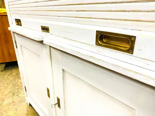 Großer antiker Rollladenschrank, Büroschrank, Nadelholz, weiß gefasst, Ansicht 3