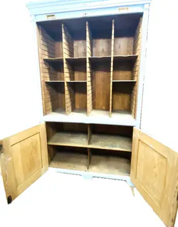 Großer antiker Rollladenschrank, Büroschrank, Nadelholz, weiß gefasst, Ansicht 8