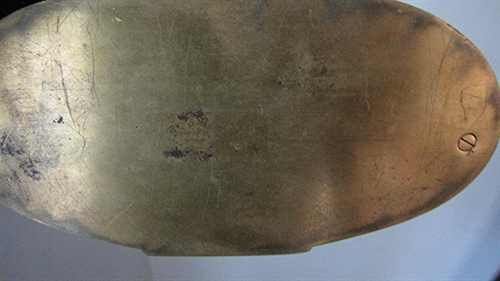 Büste einer Heiligen in mittelalterlicher Form, Bronze, teilvergoldet, Ansicht 3