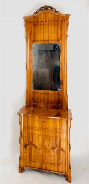 Spätbiedermeier-Halbschrank mit Spiegelaufsatz, Kirschholz, Deutschland um 1850