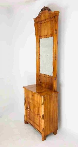 Spätbiedermeier-Halbschrank mit Spiegelaufsatz, Kirschholz, Deutschland um 1850, Ansicht 2