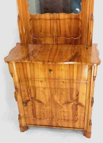 Spätbiedermeier-Halbschrank mit Spiegelaufsatz, Kirschholz, Deutschland um 1850, Ansicht 4
