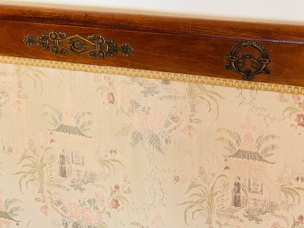 Kleine Sitzbank im Empire-Stil, Nussbaum mit Bronzebeschlägen, Frankreich um 1850, Ansicht 6