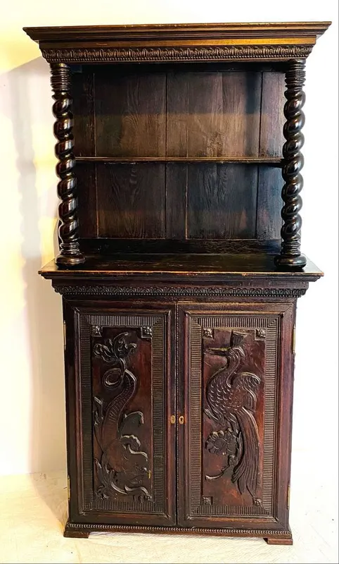 Barocker Kannenstock, Hochbord mit offenem Aufsatz, Mischholz, Frankreich, Ende 18. Jh., Ansicht 3