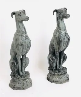 Paar Wachhunde, Gusseisen, lebensgroß, 20. Jahrhundert, Ansicht 1