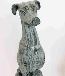Paar Wachhunde, Gusseisen, lebensgroß, 20. Jahrhundert, Ansicht 2